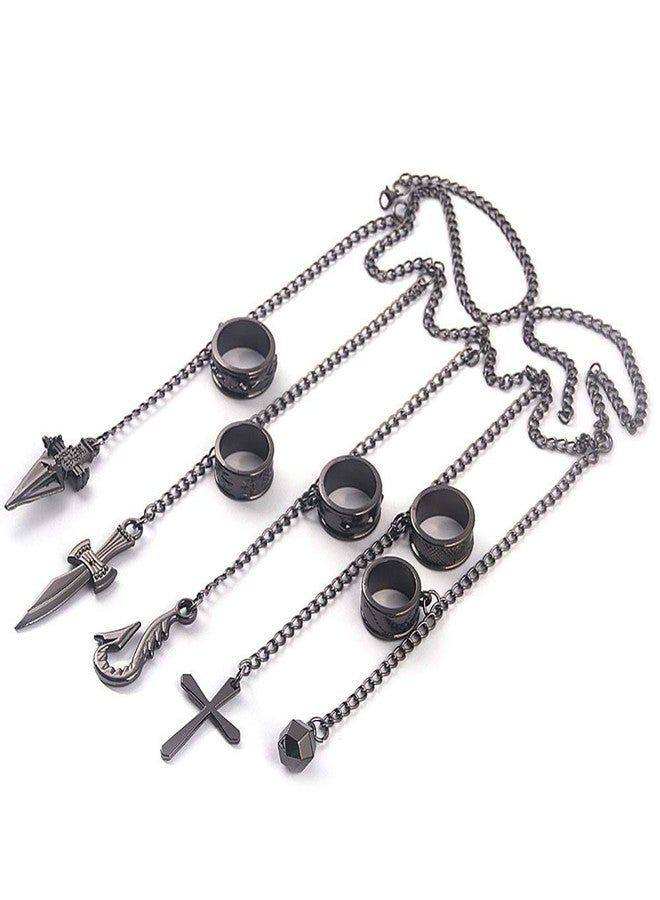 RAINDEWLL Kurapika Chains Hand Ring Kurapika Cosplay Anime Rings with Chain Bracelet - Image 1
